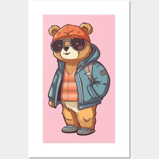 A cute teddy bear wearing street fashion Posters and Art